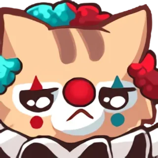 😔 chat, clown, triste, mignon, dessin animé, animal, autocollant telegram sticker