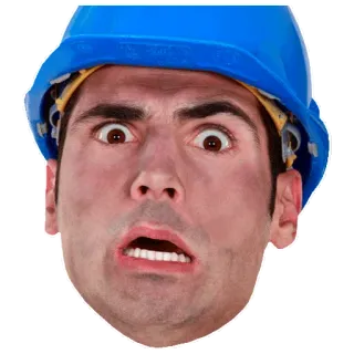 😱 mężczyzna, budowa, kask, robotnik, zszokowany, przestraszony telegram sticker