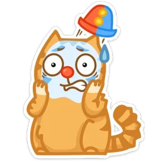 😬 chat, clown, seau, drôle, dessin animé, autocollant telegram sticker