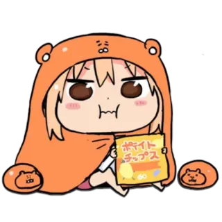 😋 ポテトチップス 动漫, 女孩, 帽衫, 零食, 薯片, 可爱 telegram sticker