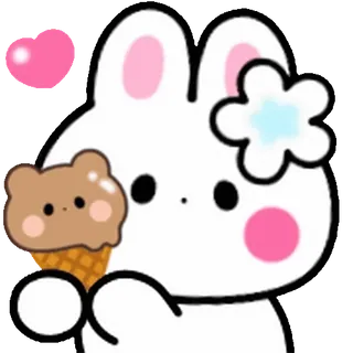 ⭐ 토끼, 귀여운, 아이스크림, 동물, 만화 telegram sticker
