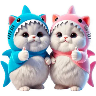 👍 kitten, kat, haai, schattig, dier, cartoon telegram sticker