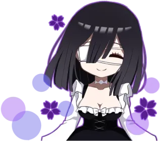 ☺️ anime, character, female, bandage, one eye, cartoon whatsapp sticker
