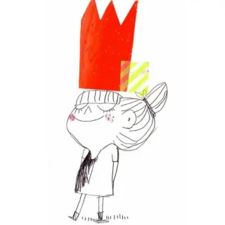 😎 girl, crown, drawing, sketch, childlike, illustration whatsapp sticker
