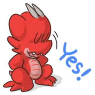 😌 Yes! dragão vermelho, desenho animado, sim, feliz, afirmativo, animal telegram sticker