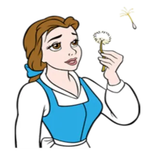 🌸 Belle Beauty and the Beast ดิสนีย์, เบลล์, โฉมงามกับอสูร, การ์ตูน, เจ้าหญิง, ดอกไม้ telegram sticker