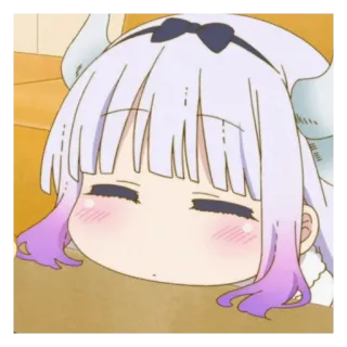 🩺 Kanna Kamui Miss Kobayashi's Dragon Maid Anime, Endormi, Mignon, Kawaii, Dragon, Fatigué telegram sticker
