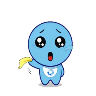 🤣 triste, piangere, cartone animato, emoji, blu, mascotte telegram sticker