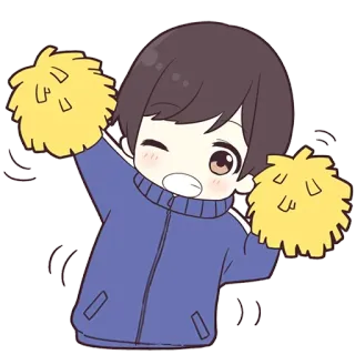 🥳 cheerleader, pom-poms, cartoon, character, kawaii, cute, anime telegram sticker