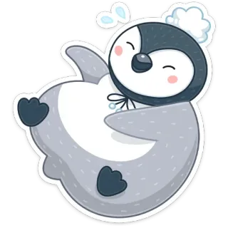 😂 pinguïn, dier, schattig, sticker, cartoon telegram sticker
