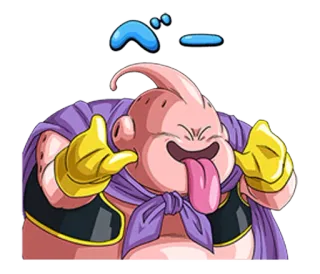 😝 Majin Buu Dragon Ball Z majin bu, dragon ball z, anime, personaggio dei cartoni animati, divertente, goffo, personaggio rosa telegram sticker