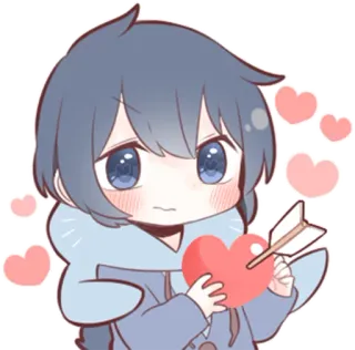 💘 Аниме, Сердце, Любовь, Стрела, Чиби, Милый telegram sticker