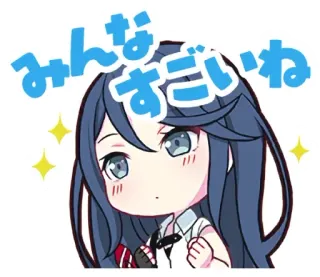 👍 みんなすごいね anime, cartoon, kawaii, cute, girl whatsapp sticker
