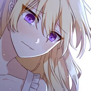 🥡 Anime, Mangá, Garota, Cabelo Loiro, Olhos Roxos, Desenho Animado telegram sticker