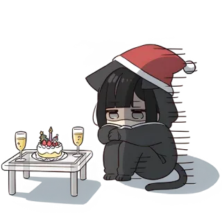 😔 Аниме, Милый, Рождество, Торт, Праздник telegram sticker