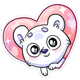 ❤️ słodki, niedźwiedź polarny, zwierzę, kawaii, naklejka, serce, kreskówka, miłość telegram sticker