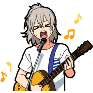 🎶 Anime, Música, Canto, Guitarra, Dibujos animados, Actuación telegram sticker