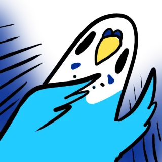 😱 burung, biru, parkit, hewan peliharaan, hewan, lucu, kartun telegram sticker