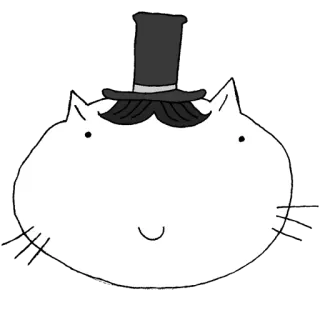 🎩 Katze, Zylinder, Schnurrbart, Cartoon, Aufkleber, Tier telegram sticker