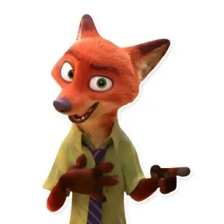 🦊 Nick Wilde Zootopia fuchs, anthropomorph, animiert, cartoon, figur, lächelnd telegram sticker