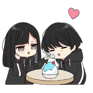 😋 Kartun, Lucu, Manis, Pasangan, Cinta, Makanan penutup telegram sticker