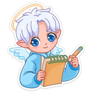 ✏️ ангел, мультфильм, эскиз, рисунок, блокнот, крылья, нимб telegram sticker