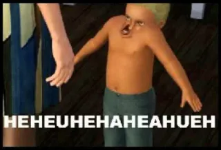 🤣 HEHEUHEHAHAHEAHUEH Sims, funny, meme, video game, character telegram sticker