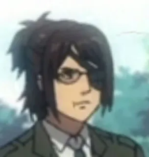 😎 Hange Zoe Attack on Titan Аниме, Атака титанов, Ханджи Зоэ, Очки, Персонаж telegram sticker