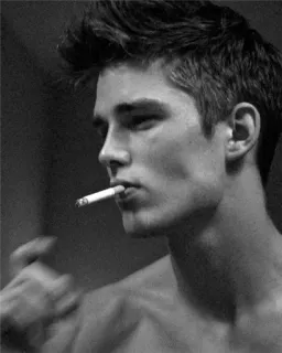 🚬 uomo, sigaretta, fumare, maschile, attraente, monocromatico telegram sticker