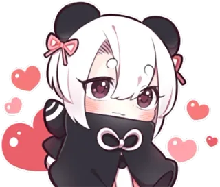 🖤 Anime, Panda, Lindo, Corazones, Kawaii whatsapp sticker