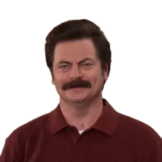 😊 Ron Swanson Parks and Recreation Ron Swanson, Parks and Recreation, wąsy, mężczyzna, zabawny telegram sticker