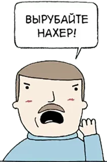 😱 ВЫРУБАЙТЕ НАХЕР! 화난, 남자, 만화, 욕설, 러시아어, 불경 telegram sticker