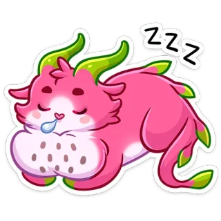 😴 ZZZ Drachenfrucht, Schlaf, süß, kawaii, zzz, Frucht, Tier, Cartoon telegram sticker