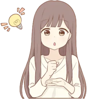 💡 Anime, Mädchen, Cartoon, Glühbirne, Idee, Süß, Zeichnung telegram sticker
