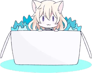 😶 anime, catgirl, box, cute, chibi, kawaii telegram sticker
