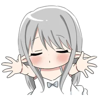 😘 Anime, Chibi, Garota, Fofa, Cabelo Branco, Rubor, Kawaii whatsapp sticker