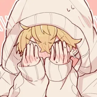 😍 anime, felpa con cappuccio, carino, kawaii, biondo, stile anime telegram sticker