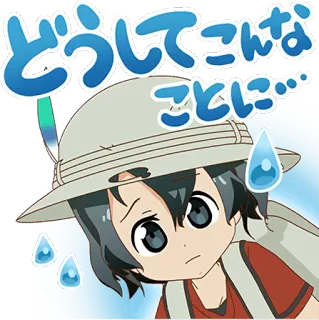 🤔 どうしてこんなことに… 애니메이션, 슬픈, 귀여운, 일본, 캐릭터, 감정, 땀 telegram sticker
