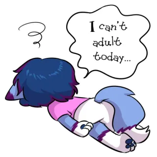 🤕 I can't adult today... cartoon, animal, wolf, lazy, tired telegram sticker