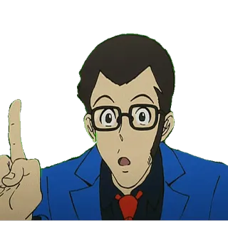 👓 Anime, Cartoon, Mann, Zeigen, Geste, Brille telegram sticker