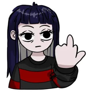 🖕 Dessin animé, Fille, Doigt d'honneur, Offensant, Grossier, Irrespectueux whatsapp sticker
