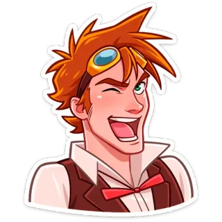 😉 Мультфильм, Персонаж, Мужской, Рыжий, Мужчина, Улыбка, Портрет telegram sticker