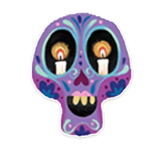 💀 skull, day of the dead, calavera, mexican, decorative, candles, purple telegram sticker