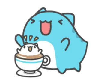 😆 귀여운, 만화, 카와이, 동물, 커피, 음료 telegram sticker