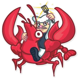 🗡 homard, chef, dessin animé, cuisinier, fruits de mer, drôle telegram sticker