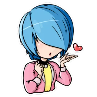 😘 Anime Mädchen, Cartoon Figur, Kuss geben, Kawaii, Herz, Sticker telegram sticker