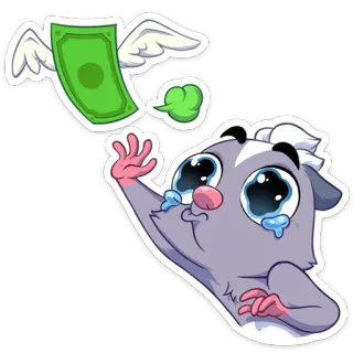 💸 sticker, cartoon, weinen, geld, fliegen, tier, traurig, finanzen telegram sticker