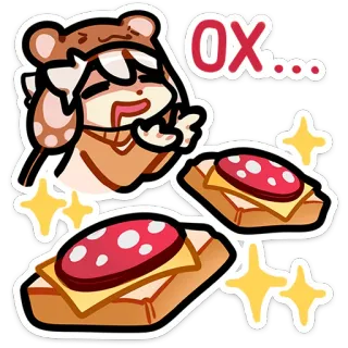 🍔 OX... sticker, cartoon, cute, food, sandwich, bear, snack, kawaii telegram sticker