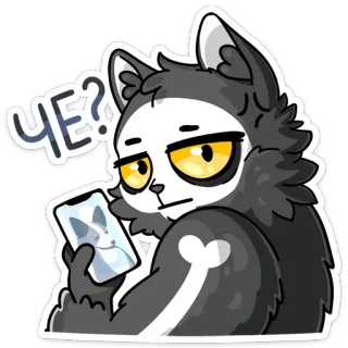 😒 ЧЕ? gato, dibujos animados, pegatina, ruso, pregunta whatsapp sticker