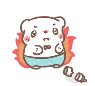 🧺 cute, cartoon, sticker, bear, burning, sad whatsapp sticker